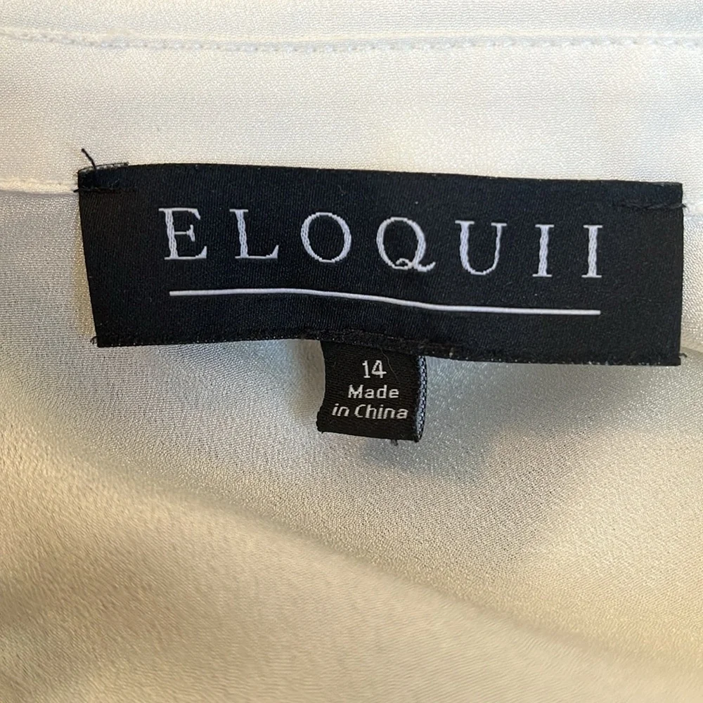 Eloquii Black & Ivory Fit & flare Contrast Corset style w/semi sheer Top Size 14 - Picture 6 of 11